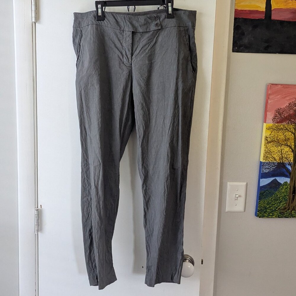 Eileen Fisher Linen Blend Gray Pants Size 14